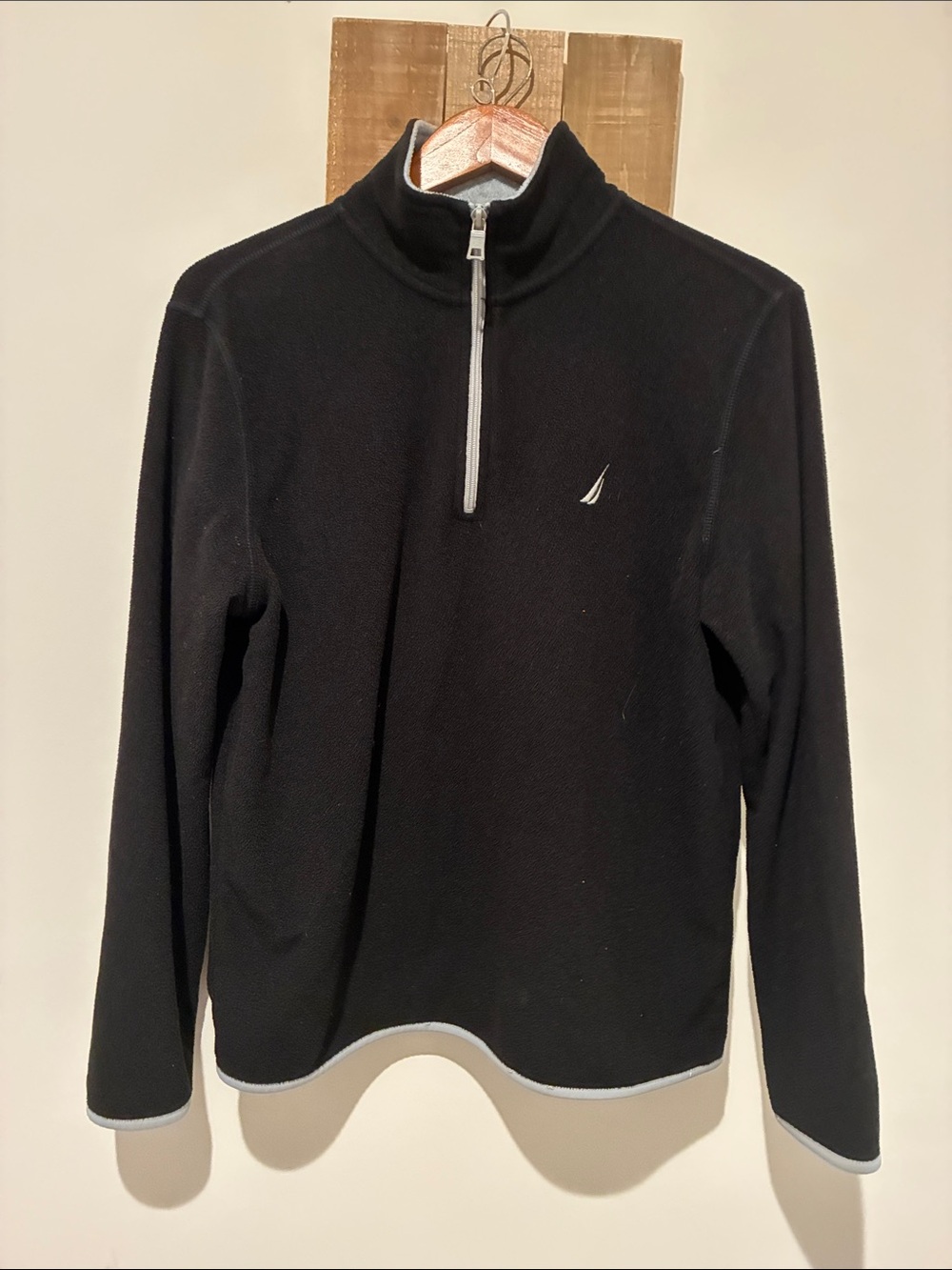Nautica Black Quarter-Zip Pullover with Light Gray Trim